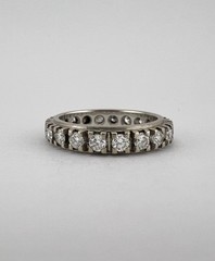Vtg 18k White Gold 1.10ct Diamond Eternity Wedding Stackable Band Ring Sz 5.25