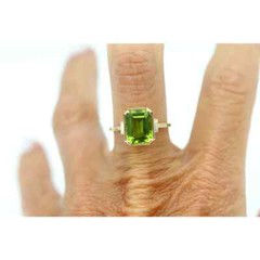 Natural Peridot Rectangle 7×9 mm 925 Solid Silver Engagement Ring Gift For Woman