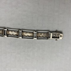 Sterling Silver Marcasite Panel Link Bracelet 925 Vintage 7 7/8 inch 21.5g
