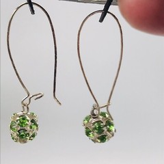 Birch Hill Silver Tone Green Rhinestone Dangle Earrings 2″ Long
