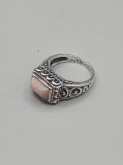 Vtg Pink Agate Sterling Silver 925 Size 6 Ross Simons Scrollwork Ring 6 Grams