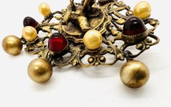 JOSEFF of HOLLYWOOD Cherub Red Bullet Glass Brooch Signed Vintage Jewelry