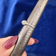 Vintage Art Deco 14K White Gold Old European Cut Diamond Filigree Ring Size 7