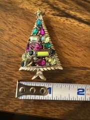 Vintage Hollycraft Purple & Green Christmas Tree Brooch Christmas Tree. Rare!