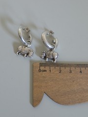 Vintage Sterling Silver Carol Felley Chunky Hippo Hoop Statement Earrings Africa