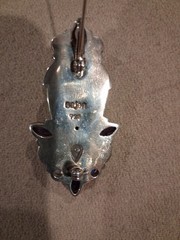 Sajen Sterling Silver Goddess Face Brooch Pendant – 925 – Multi-Gemstone