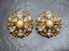MCM Vintage Clip Earrings Jewelry Lot ~ Mid Century Rhinestone Glamour ~ 25 Pair