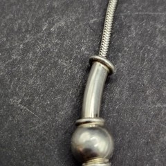 Cape Cod Style Necklace .925 Sterling Tube & Ball On A 18in Snake Chain Vintage