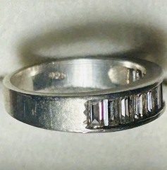925 Sterling Silver Baguette Channel Set CZ Half Eternity Band Ring Size 7