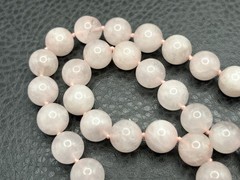 Vintage 80s Rose Quartz Hand Bead Necklace Gold Tone Teardrop Clip Earrings Set