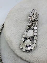 VTG CHRISTINA COLLECTION NECKLACE/EARRING SET TEAL/BLUE/CLEAR/SMOKEY RHINESTONES