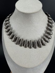 Vintage Brutalist Silver Tone Spiral Statement Necklace Modernist Chunky 15.5″