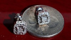10k w/gold earrings 0.25ct natural diamond invisible set screwback 1.60gr N3650
