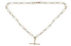 Antique 9K Rose Gold Watch Chain Dog Clip T Bar Trombone Paperclip Link 24g