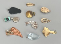 VTG Lot 10 Pendants Mixed Materials Cloisonné Acrylic Metal Enamel