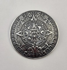 Vintage Taxco Sterling Silver Aztec Mayan Calendar Brooch Pendant 925 3″ – 30g