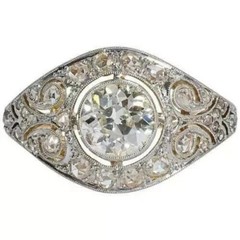 Art Deco Style 3.55Ct Lab Created Diamond 14K Yellow Gold Finish Engagement Ring