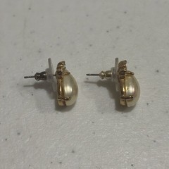Vintage Roman Earring Faux Pearl Rhinestone Teardrop Push On Wedding Formal