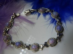 Foil backed doublet 0.925 Sterling Silver vintage 7 3/4″ Bracelet