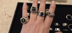 Vintage Mod Ring Lot Of 41.mens.14 Signed Avon ETA stainless Steel RSC