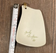 One of a kind hand painted porcelain pendant for necklace chain Sign Judy Onken