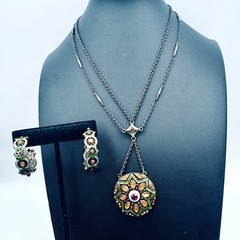 Vintage Nina Ricci Boho Chic Necklace 22″ Y-Drop and Earrings Set Celestial