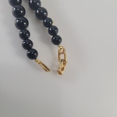 Napier Vintage Black Gold Tone Necklace Geometric Statement Collar MCM Modern