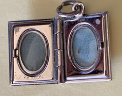 VTG Sterling Photo Book Charm Locket Boys Head on Front 2 Photo Slots Marked T C
