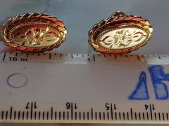 Vtg 1/20 12KT GF Victorian Design Floral Etched Screwback Earrings—11-25