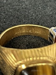Vintage Vargas Men’s Ring 18kt Yellow Gold HGE Tiger’s Eye Sz 10.75