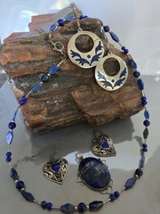 LG STERLING MIXED JEWELRY LOT-ZUNI NAVAJO MEXICO-TURQUOISE LAPIS CORAL-SOUTHWEST
