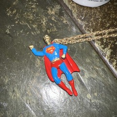 Vintage Superman Diecast Necklace w/ Chain 1978 DC With Comics Planter