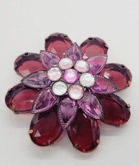 Flower Brooch Pin PINK Raspberry tone 2.5 in Art Deco Statement 3D Vintage