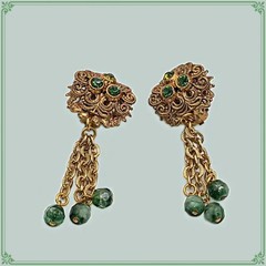 Vintage Filigree and Rhinestone Dangle Earrings W. Germany