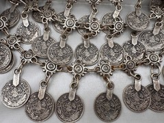 ANTIQUE COIN NECKLACE 3 LAYERS OF COINS SILVER ALLOY ETHNIC BIB SIGNIFICANT UNIQ