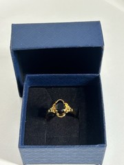 Vintage Black Cubic Zirconia Ring Gold Plated Womens Size 6.5