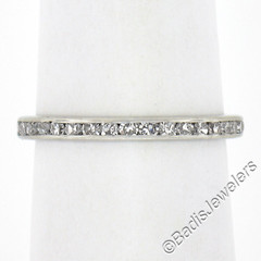 Antique Platinum 0.60ctw Channel Old Single Diamond Eternity Stackable Band Ring