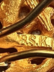 Vintage Signed BSK Clip-On Earrings, Marquise Rhinestones, 1950s-1960s