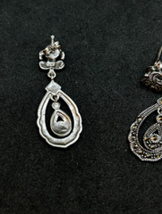 925 Sterling Marcasite Dangle Earrings 1.25in – 5.07g