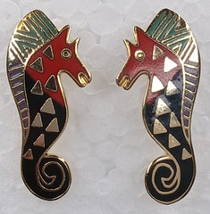 Laurel Burch Sea Stallion Seahorses Pierced Earrings