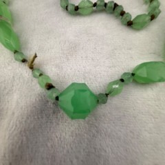Vintage Glower Bead Glass Necklace UV Czech 36”