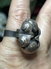 56. Vintage MEXICO Silver Los Cocos Two Balls Old School Ring 5.8g, 5.25s