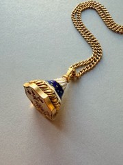 Antique Victorian 18K gold seal fob pendant “Even all others do, I will not”