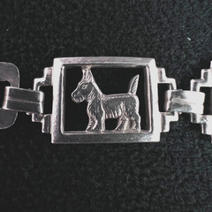 Sterling Silver Scottie Dog PanelBracelet 7.5″ .41g .925