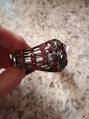 Vintage Unbranded Gunmetal With Red Ruby Looking Stone’s