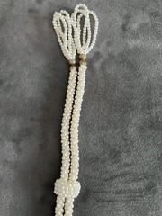 Vintage Faux Pearl Lariat Necklace Knotted Tassel Rope Style Costume Jewelry