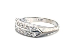 Art Deco Diamond 2 Row Wedding Band Anniversary Ring .50ct Original 1940’s 14K