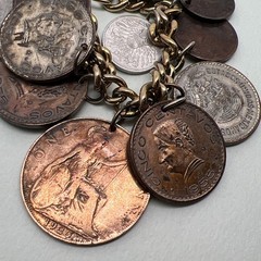 Vtg Sighed Germany 1950’s 15 Coin Bracelet Coins Charm Dangle Coins From 1920