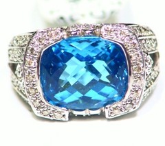Victorian 14K Gold Natural Diamond Topaz Samuel B Benham BJC Designer Ring Deco