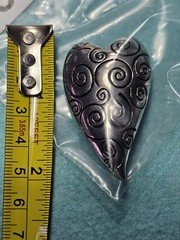 Vintage Silver Heart Swirling 2″ Signed Thailand